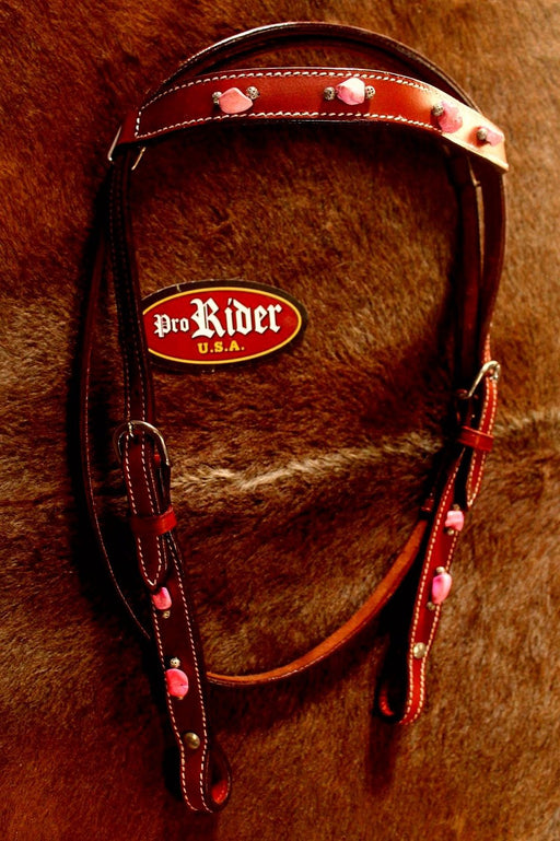 Horse Western Riding Leather Bridle Headstall Breast Collar Tack Pink 76136