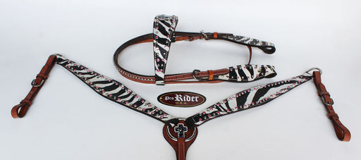 Horse Show Bridle Western Leather Headstall Breast Collar Tack Pink 76176