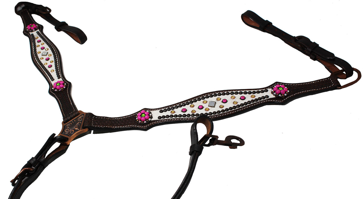 Horse Bridle Western Leather Headstall Breast Collar Rodeo Tack 76201A