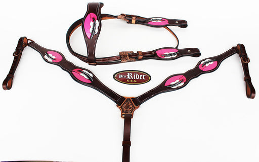 Horse Show Bridle Western Leather Headstall Breast Collar 76207B