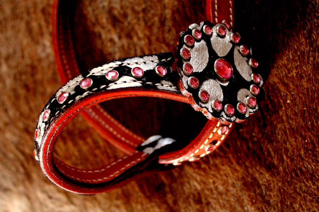 Horse Western Riding Leather Bridle Headstall Tack Pink 7677