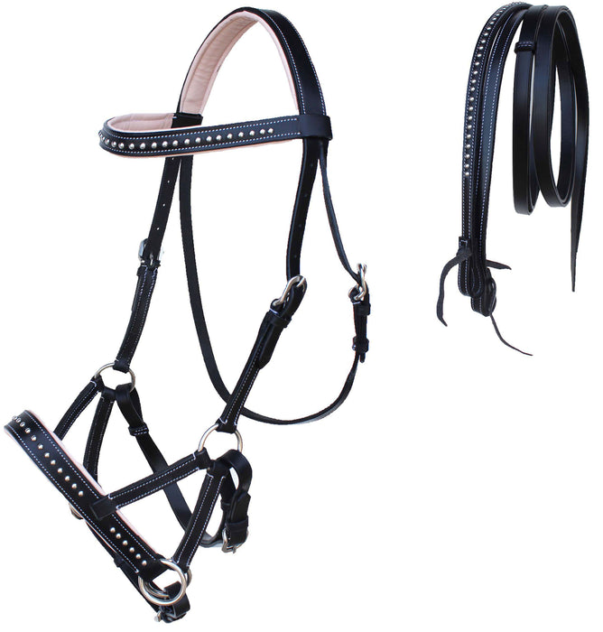 Horse Western Horse Western English Leather Bitless Sidepull Bridle w/ Reins Beige 7708BE-F