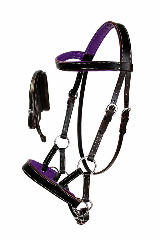 Horse Western Brown Leather Training Tack Bitless Sidepull Bridle Reins 7710