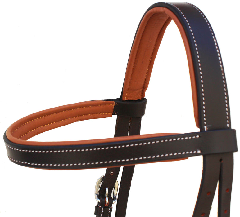 Horse Western Brown Leather Training Tack Bitless Sidepull Bridle Reins 7710