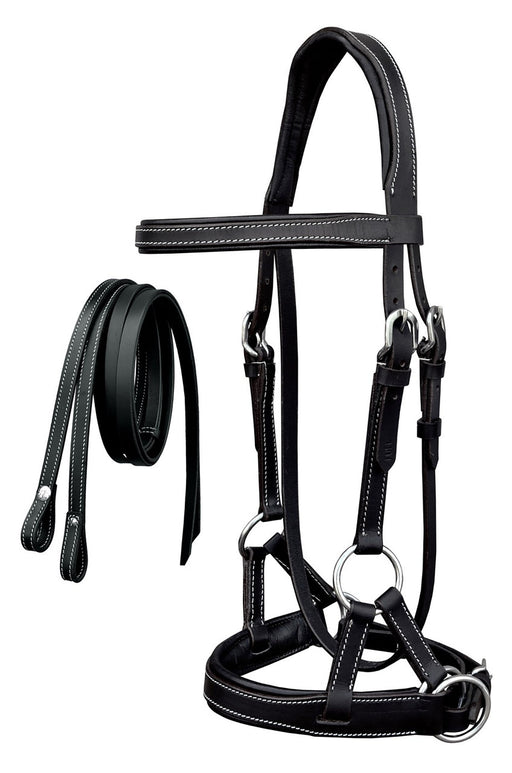 Western English Leather Bitless Sidepull Bridle Reins 7713