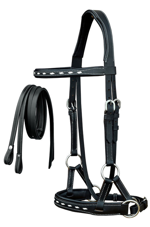 Leather Turquoise BuckStitch Bitless Sidepull Bridle Reins 7714