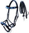 Horse Western Black Leather Beaded Bitless Padded Sidepull Bridle Reins 77RS18