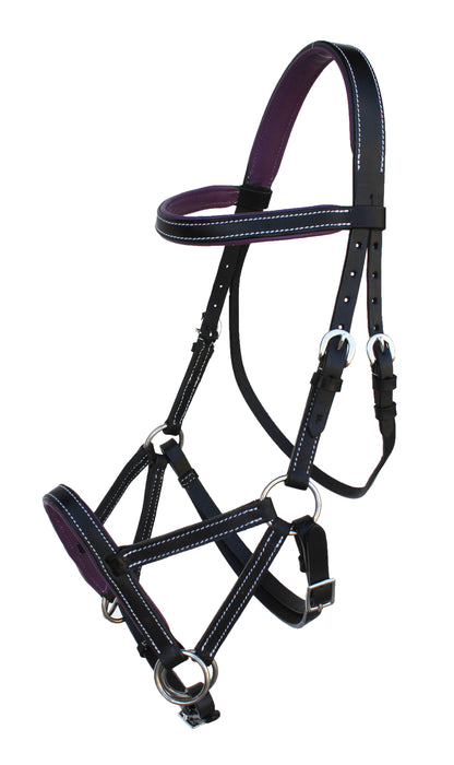 Horse Western Leather Padded Bitless Sidepull Bridle Reins 77RS33