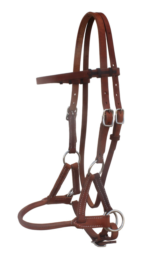Horse Western Challenger Full-Grain Leather Bitless Training Side Pull Bridle 77RT26TN
