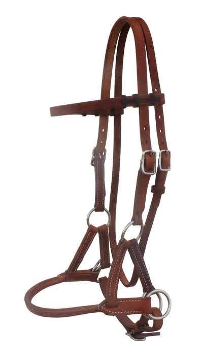 Horse Western Challenger Full-Grain Leather Bitless Training Side Pull Bridle 77RT26TN