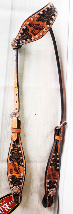 Horse Show Saddle Tack Rodeo Bridle Western Leather Headstall  78116HA