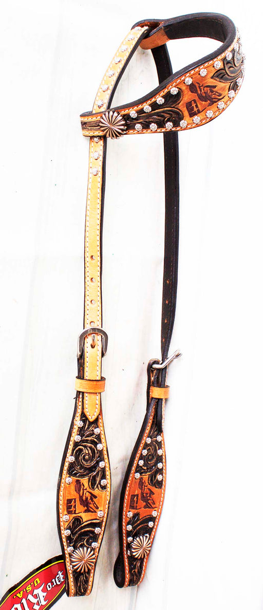 Horse Show Saddle Tack Rodeo Bridle Western Leather Headstall  78116HA