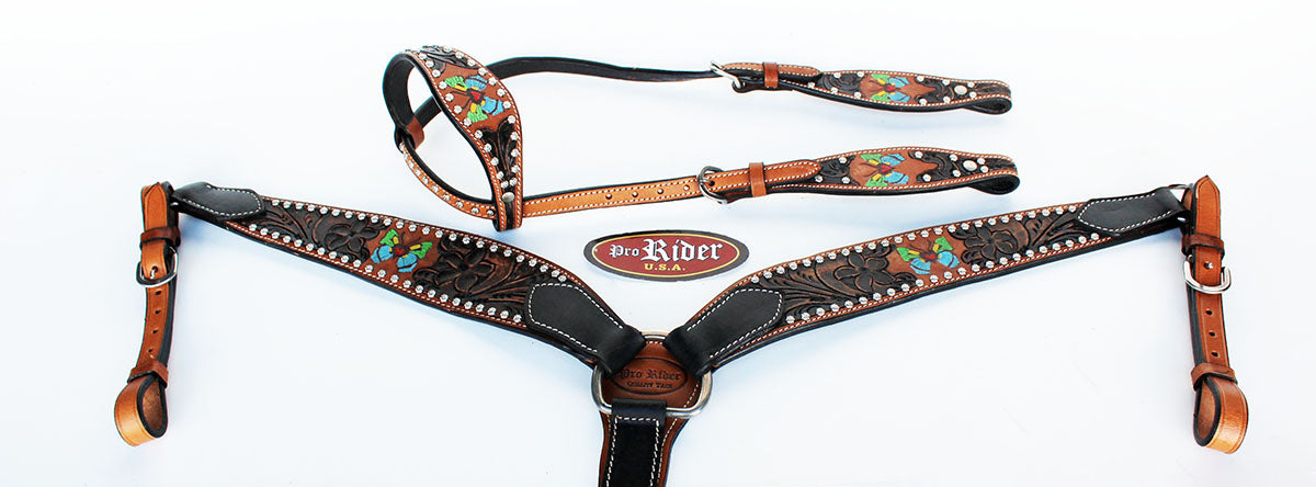Horse Saddle Tack Bridle Western Leather Headstall BreastCollar 78132A