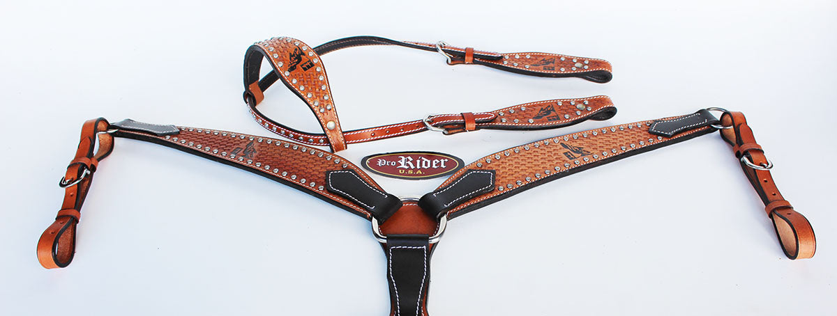 Horse Saddle Tack Bridle Western Leather Headstall BreastCollar 78145A
