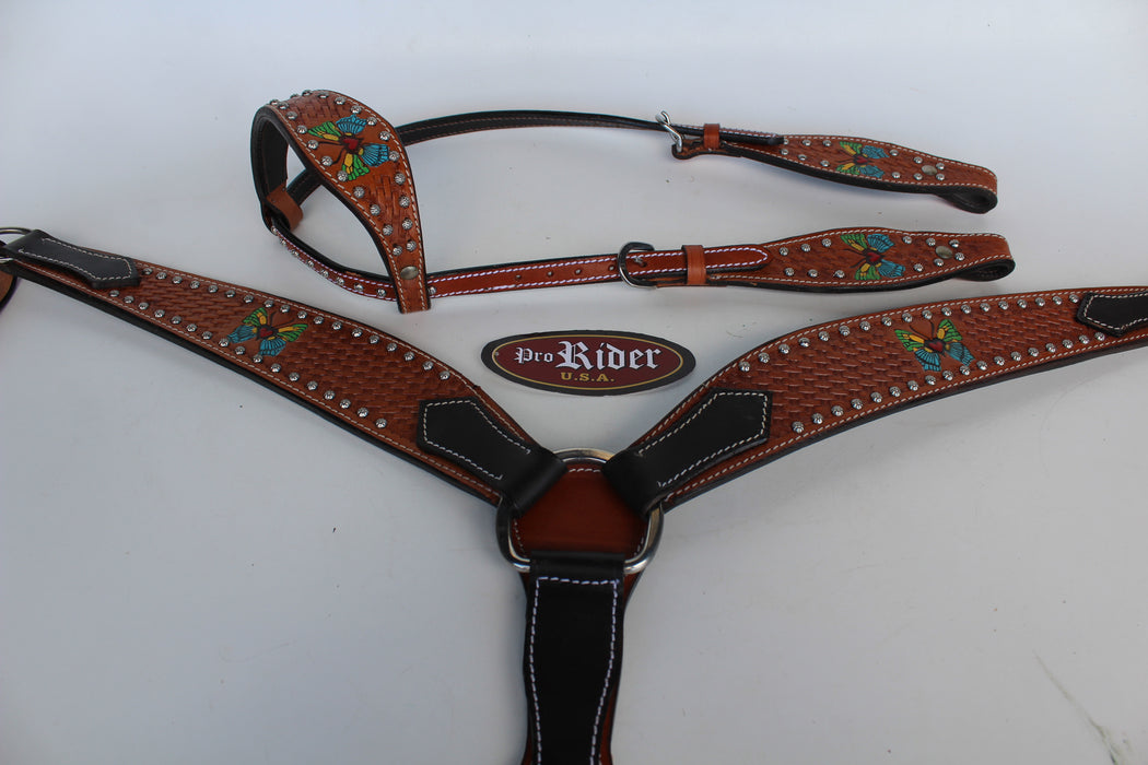 Horse Saddle Tack Bridle Western Leather Headstall BreastCollar 78146A