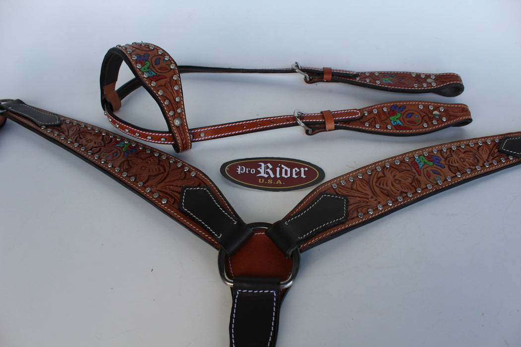 Horse Saddle Tack Bridle Western Leather Headstall BreastCollar 78148A