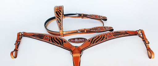 Horse Saddle Tack Bridle Western Leather Headstall BreastCollar 78150B