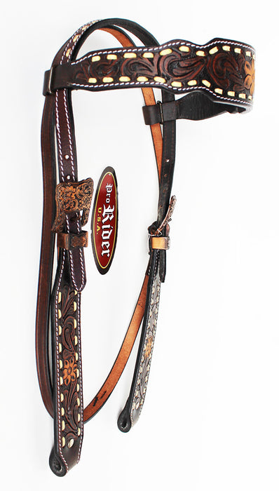 Horse Show Saddle Tack Rodeo Bridle Western Leather Headstall Brown 78162HB