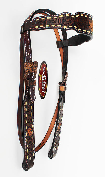 Horse Show Saddle Tack Rodeo Bridle Western Leather Headstall Brown 78162HB