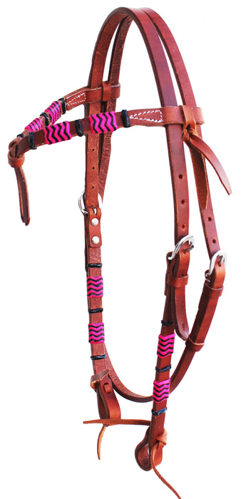 Horse Western  how Tack Leather Bridle Knotted Browband Headstall 78Rawhide
