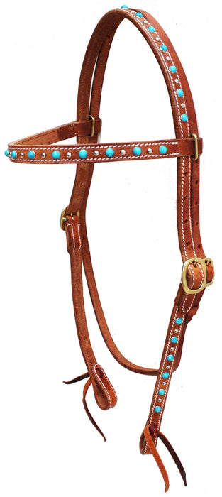 Horse Western Turquoise Stone Horse Challenger USA Tack Browband Bridle 78203TR