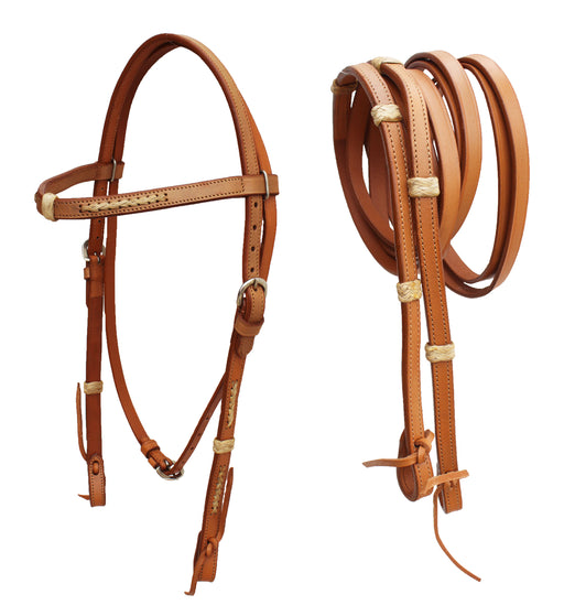 Horse Western Turquoise Stone Horse Tack Rawhide Browband Bridle Reins 78207