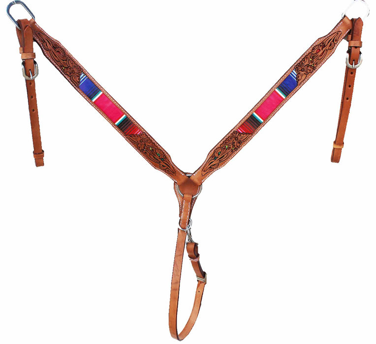 Horse Horse Western Serape Tooled One Ear Bridle & Breast Collar Tack Set 78210A