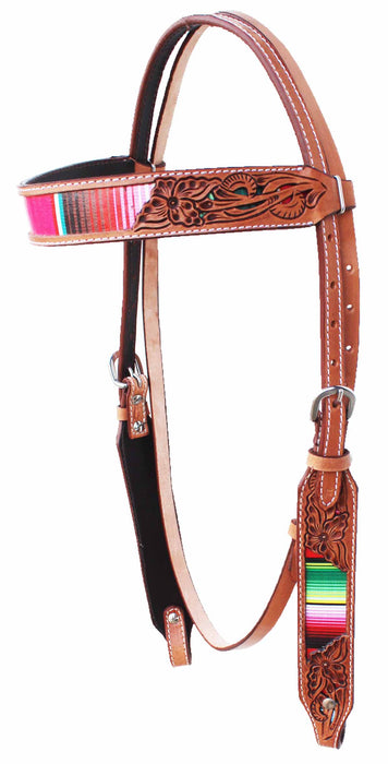 Horse Horse Western Tack Serape Tooled Leather Browband Headstall Show Bridle 78210HB