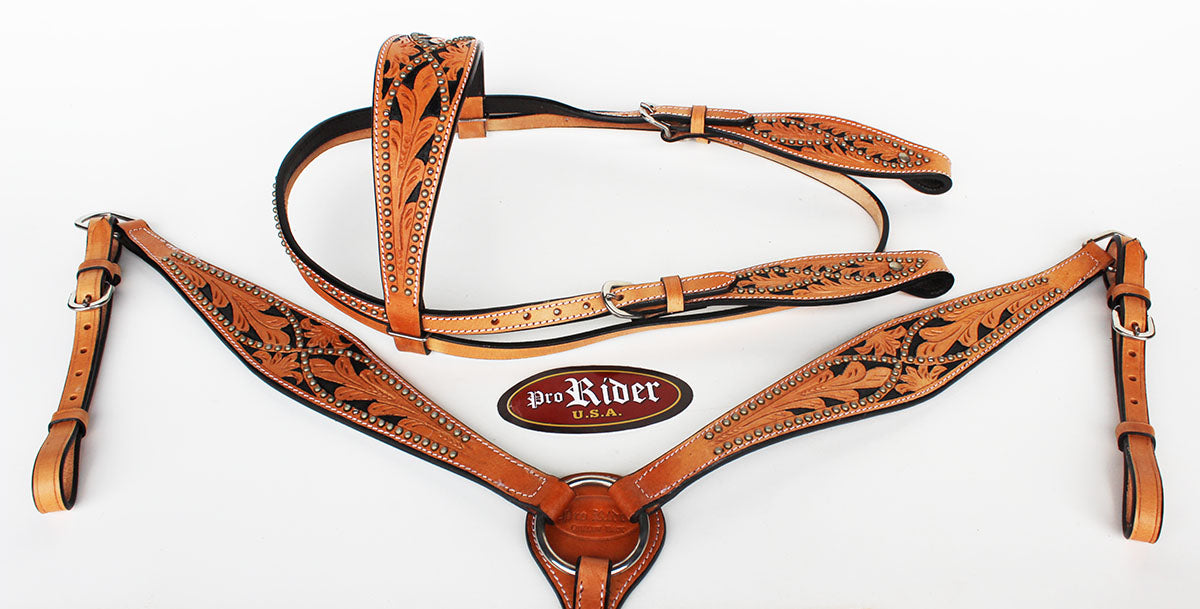 Horse Show Saddle Tack Rodeo Bridle Western Leather Headstall Breast Collar 7826