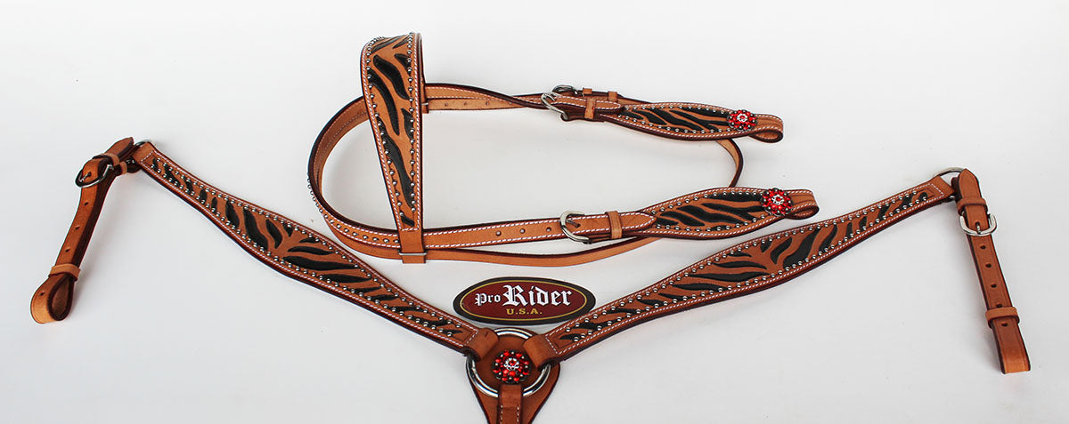 Horse Saddle Tack Bridle Western Leather Headstall BreastCollar 7831B