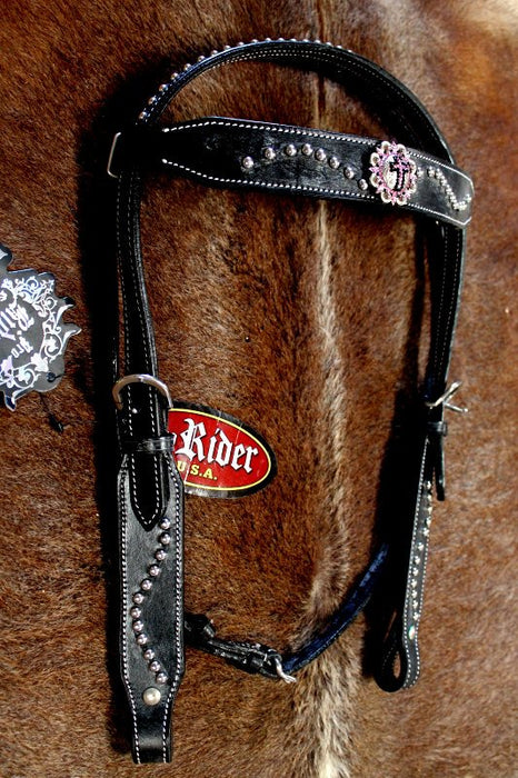 Horse Show Saddle Tack Rodeo Bridle Western Leather Headstall 7865H