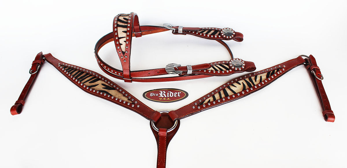 Horse Show Saddle Tack Rodeo Bridle Western Leather Headstall Breast Collar 7875