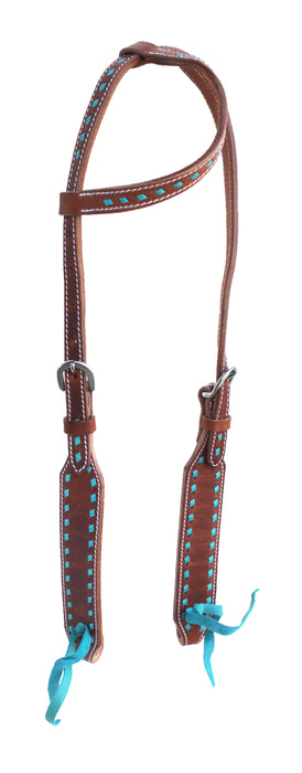 Turquoise Blue & Chocolate Brown Western Headstall and Breast