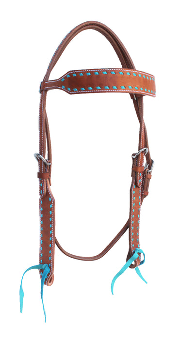 Horse American Leather Western Buckstitch Headstall Bridle Tack 78ADH