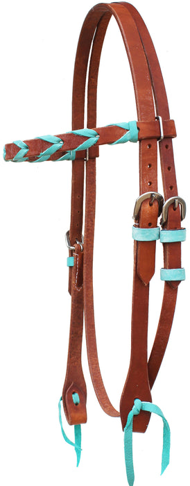 Horse Western Show Tack Turquoise Laced Browband Headstall 78AD13HB