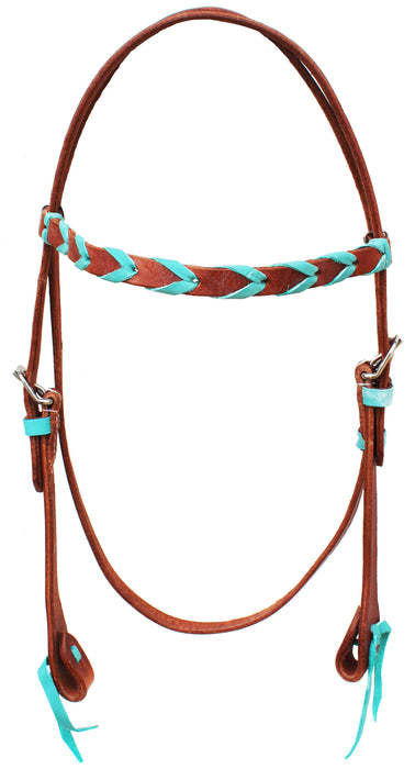 Horse Western Show Tack Turquoise Laced Browband Headstall 78AD13HB