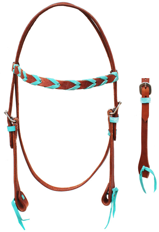 Horse Western Show Tack Turquoise Laced Browband Headstall 78AD13HB