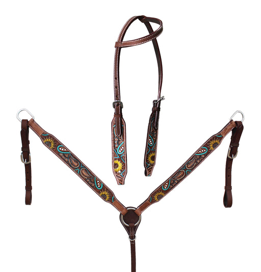 Horse Western Tack Sunflower Bridle Breast Collar Set 78AD14
