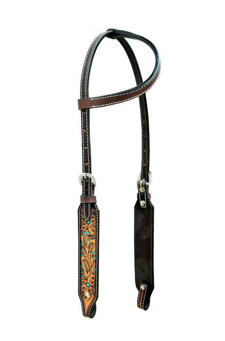 Horse Horse Western Tack Floral Tooled Leather One Ear Headstall Show Bridle 78AD19HA