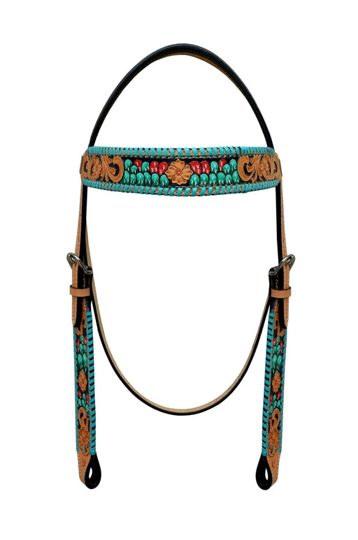 Horse Western Tack Cactus Tooled Leather Browband Headstall Show Bridle 78AD20HB