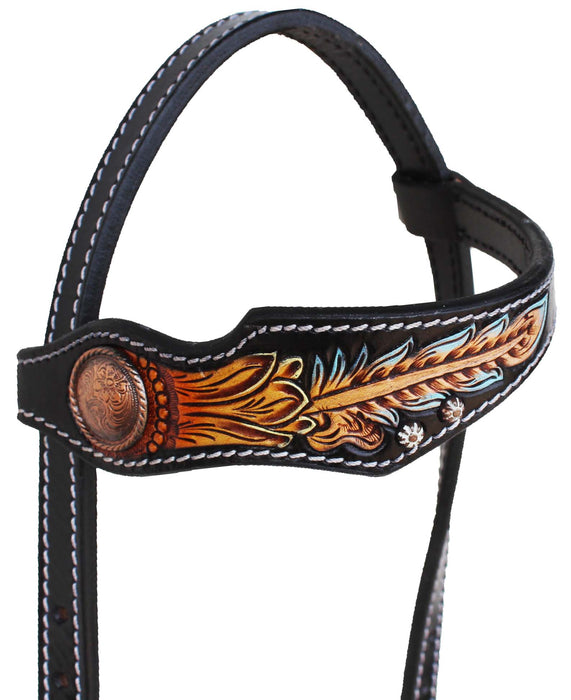 Horse Horse Western Floral Tooled One Ear Bridle & Breast Collar Set Brown 78FK01A