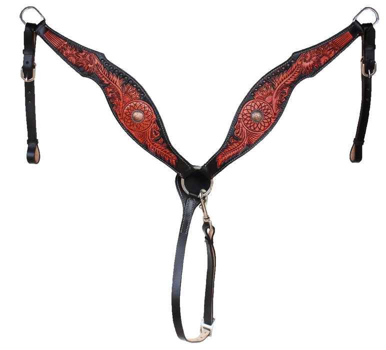 Horse Western  Dreamcatcher Sunflower Tooled Headstall Bridle & Breast Collar Set 78FK12B