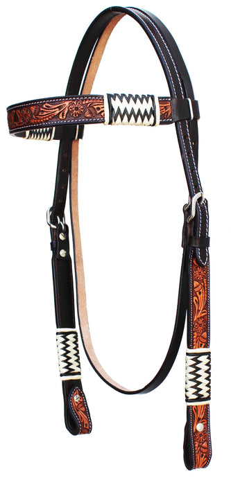 Horse Western Tooled Leather Browband Headstall Bridle 78FKHB