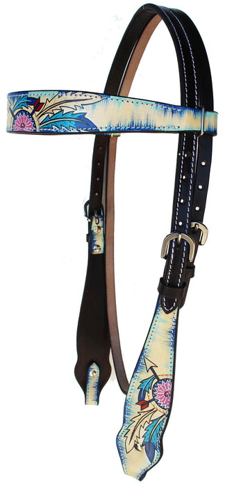 Horse Floral Basket Weave Tooled Bridle & Breast Collar Set 78FK32A