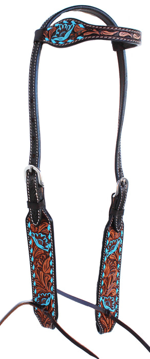 Horse Western Floral Tooled Laced One Ear Tack Bridle Headstall 78HR01HA