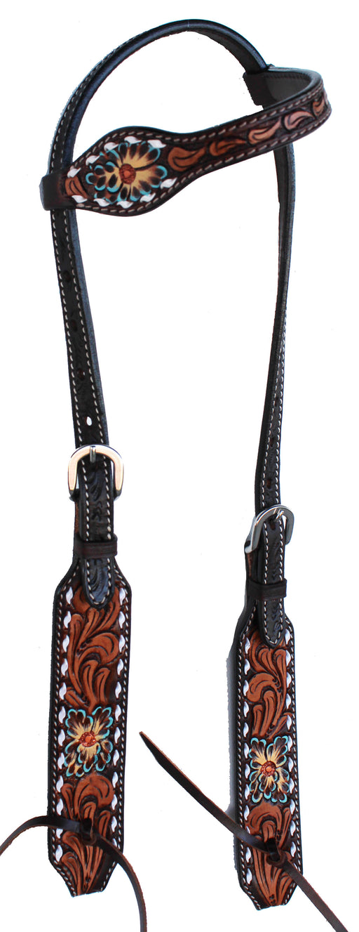 Horse Western Floral Tooled Laced One Ear Tack Bridle 78HR05HA