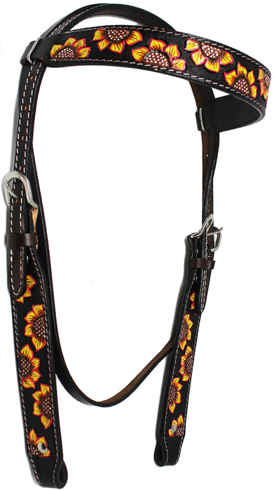 Horse Western Leather Sunflower Tooled Bridle Breast Collar Tack Rodeo 78HR14B