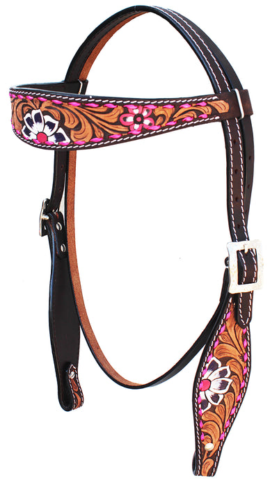 Horse Western Floral Tooled Browband Bridle & Breast Collar Tack Set 78HR36B