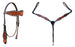 Horse Western Leather Tooled Headstall Bridle Breast Collar Tack Set 78HRBrowbandSet