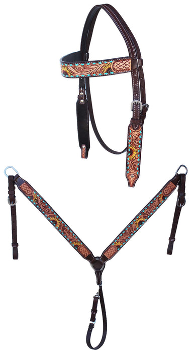 Horse Horse Western Tack Sunflower Headstall Bridle & Breast Collar Tack Set 78HR66B